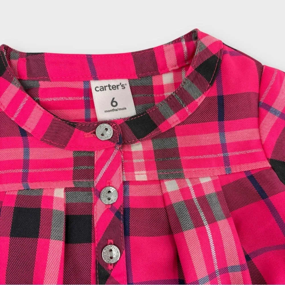 Carter’s 2-Pc Bundle Pink Plaid Dress and Hooded Fleece Infant Girl SZ 6 Month